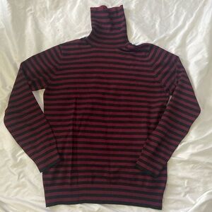 Joseph A rayon blend turtleneck striped sweater